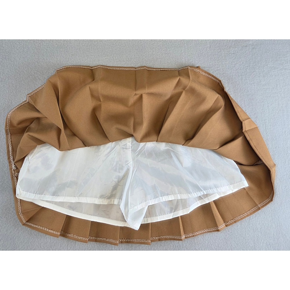 Brown Pleated Tennis Skirt Skort Built-in Shorts Preppy Blokecore Mini Skirt - Picture 4 of 8